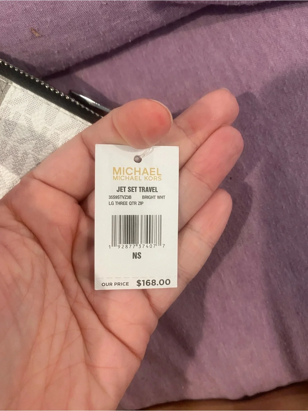 Michael Kors White and Black Signature Zip-Around Wallet